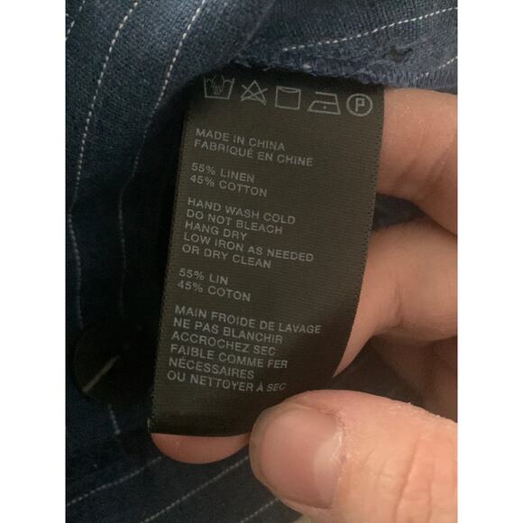 Moon river Anthropologie blue linen blend buttoned blazer woman’s small - Picture 6 of 6